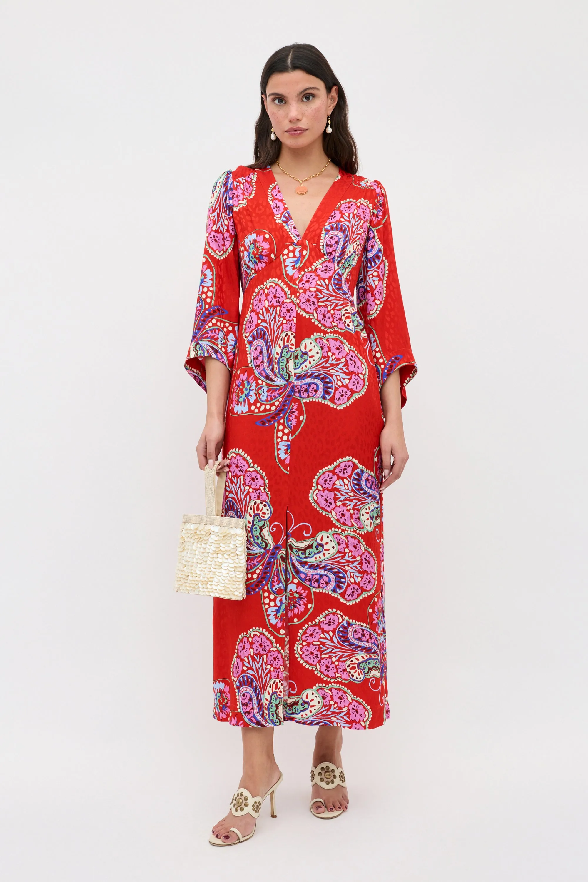 Dahlia - Butterfly Bloom Jacquard Red sold by RIXO