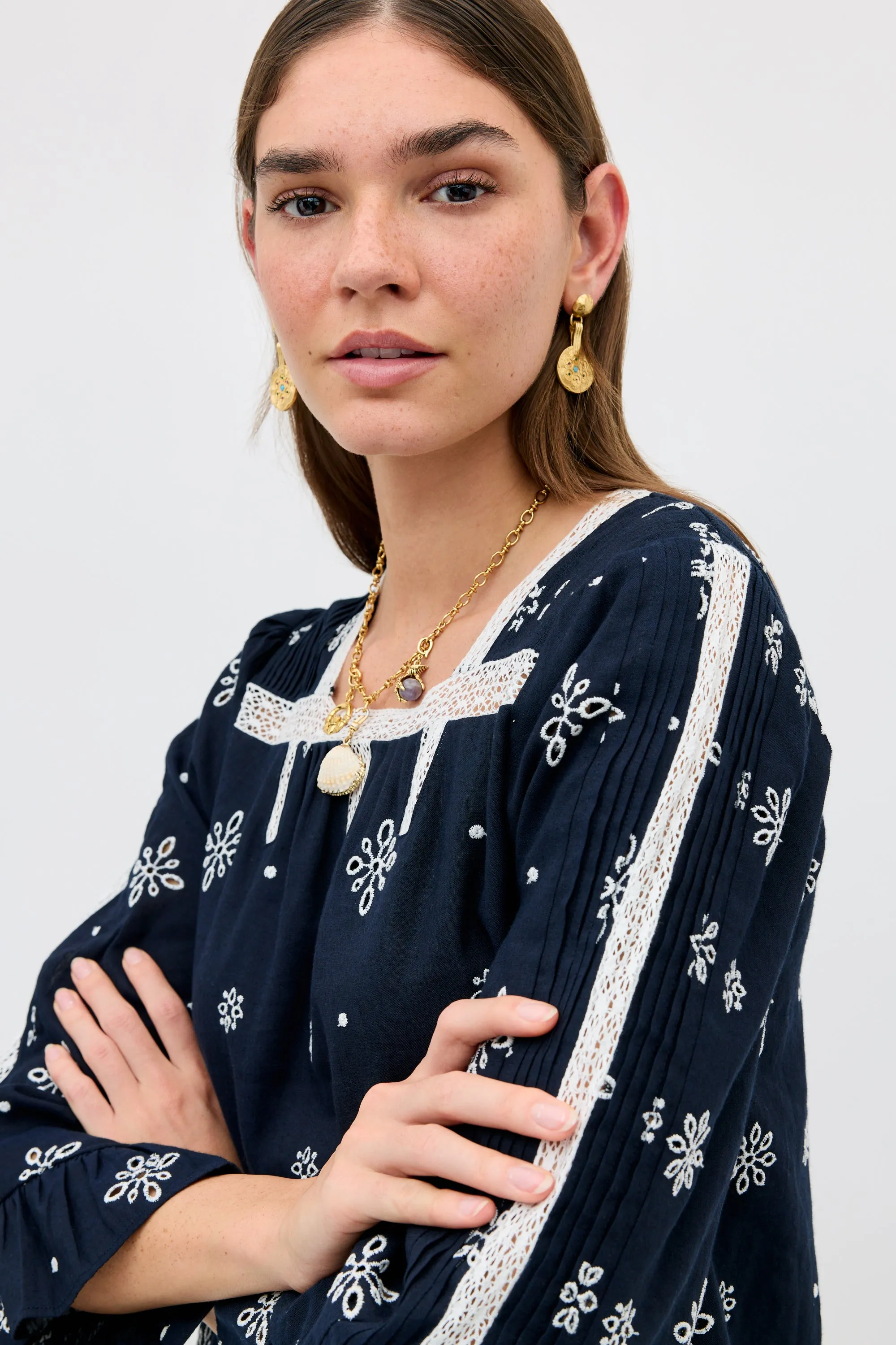 Susana - Blossom Cutwork Embroidery Navy sold by RIXO product image thumbnail 3
