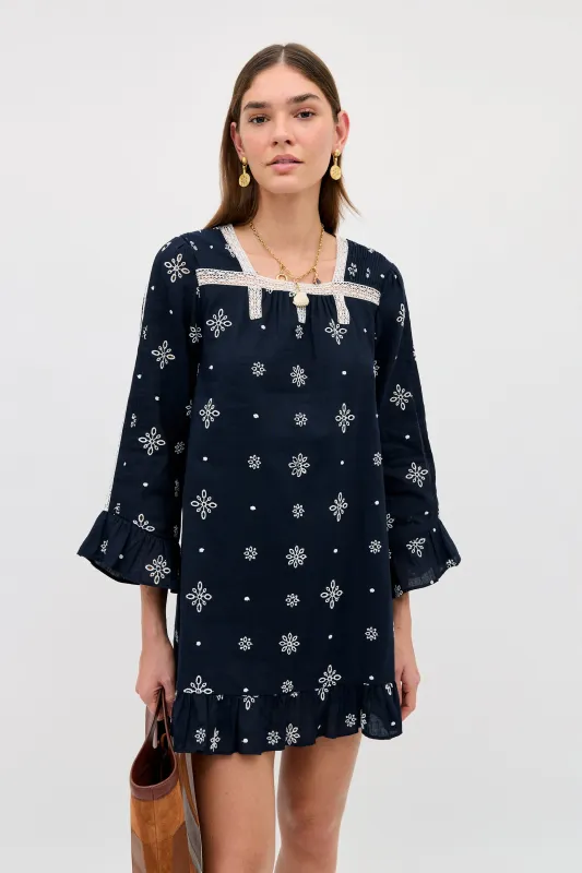 Susana - Blossom Cutwork Embroidery Navy made by RIXO