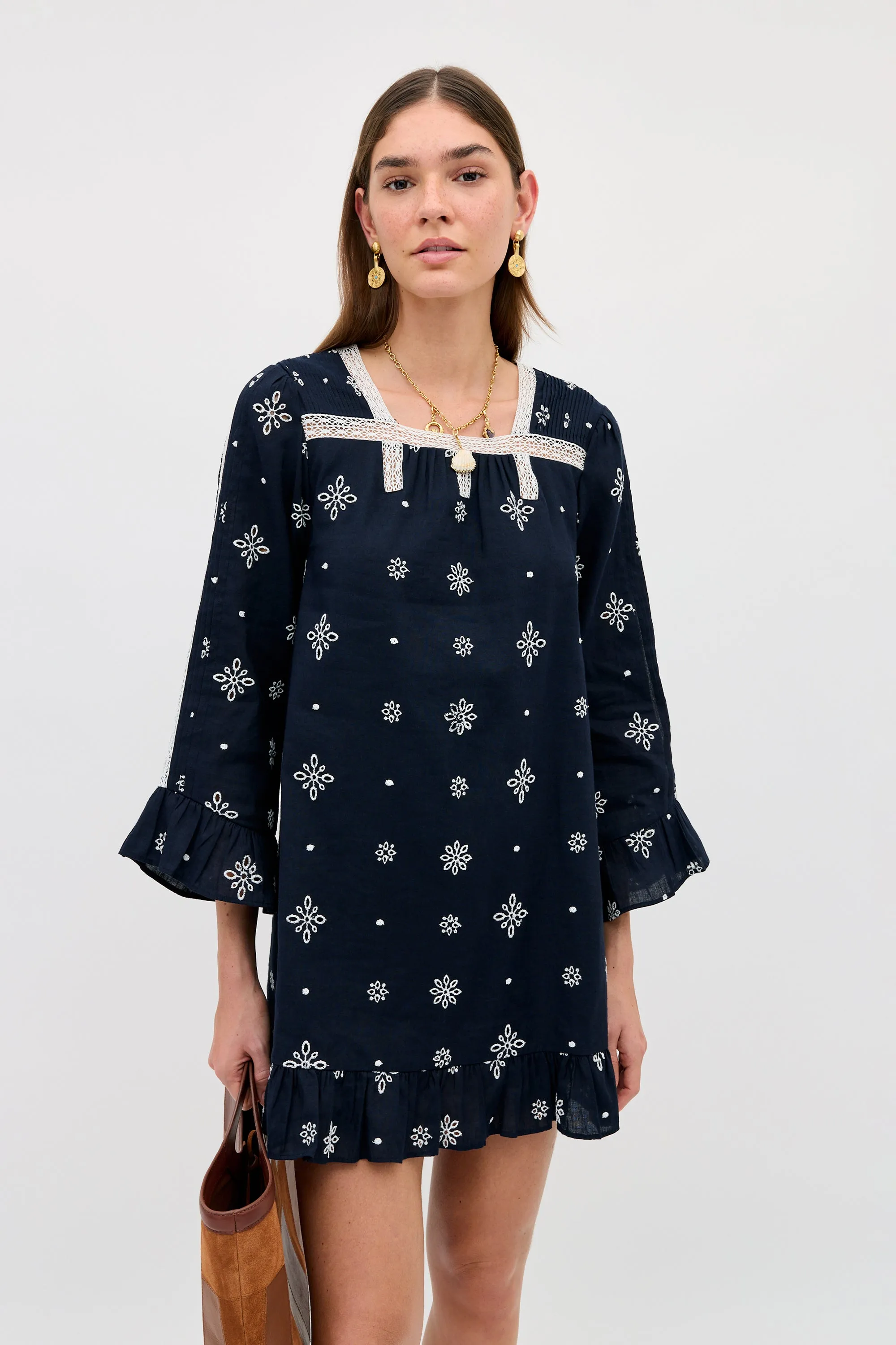 Susana - Blossom Cutwork Embroidery Navy sold by RIXO
