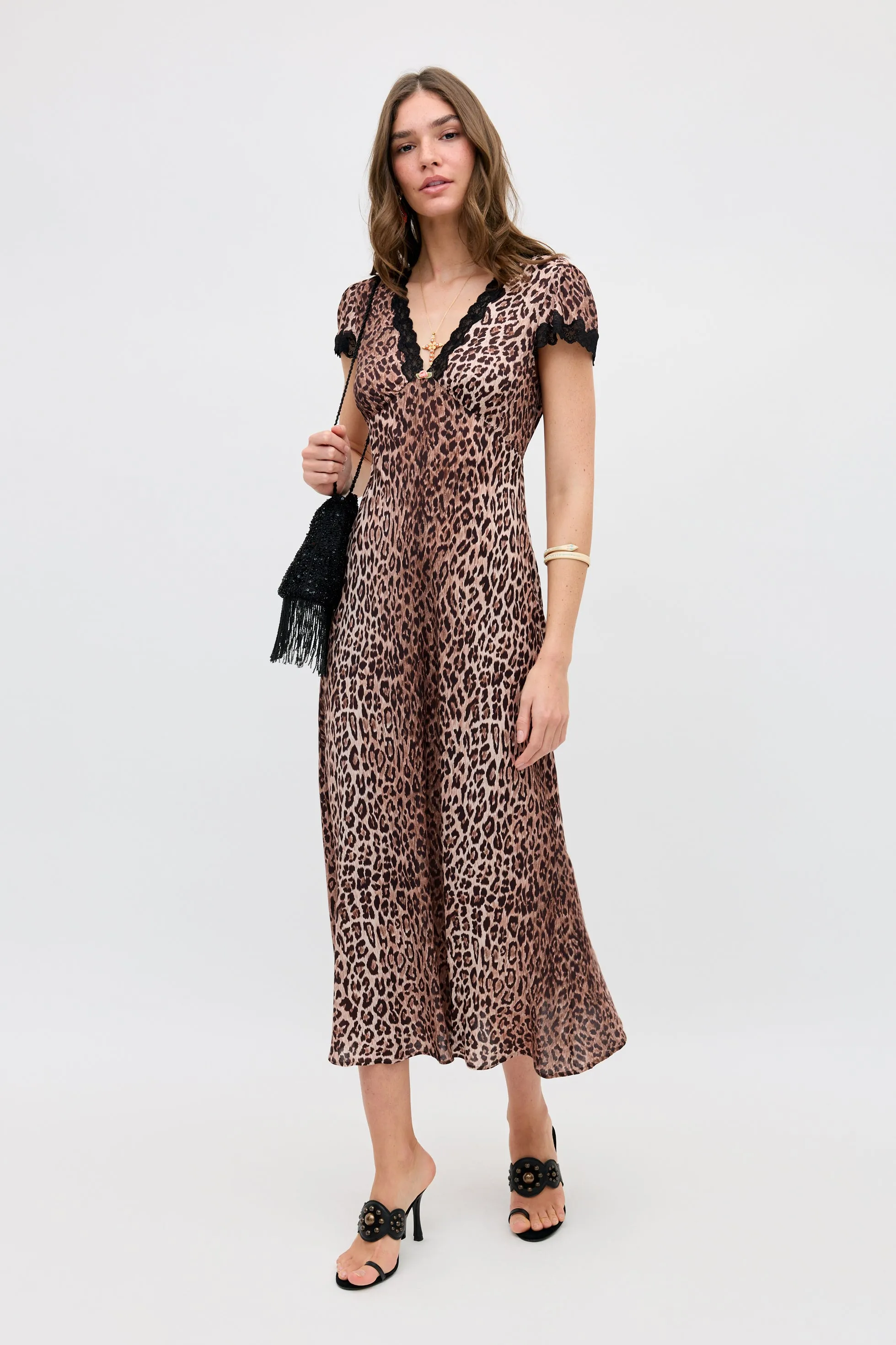 clarice dress leopard brown sold by RIXO product image thumbnail 5