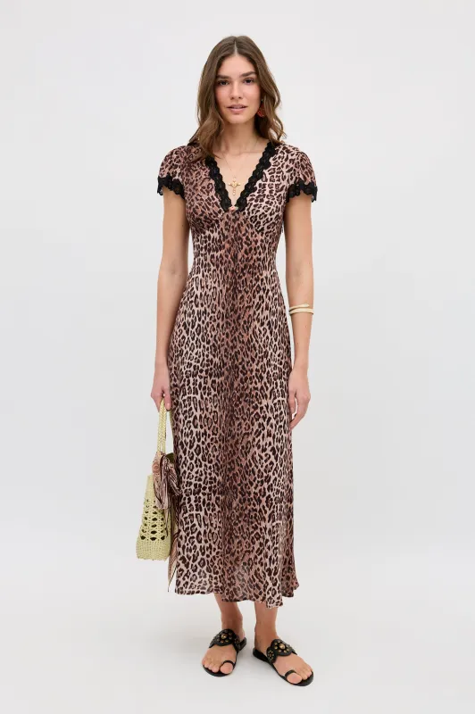 clarice dress leopard brown made by RIXO