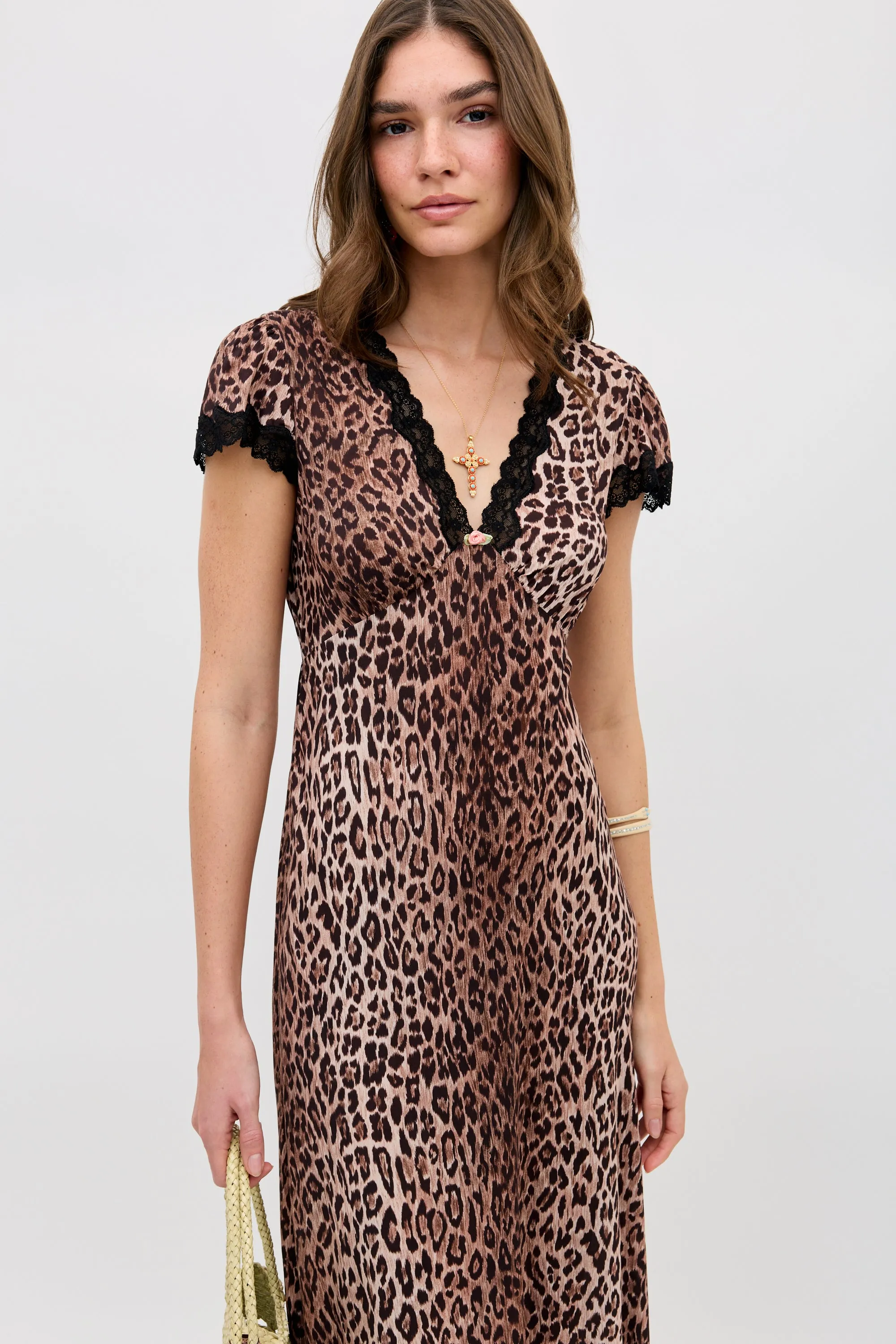 clarice dress leopard brown sold by RIXO product image thumbnail 3