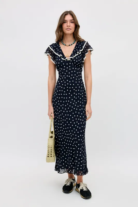 bethea dress layla dot navy made by RIXO