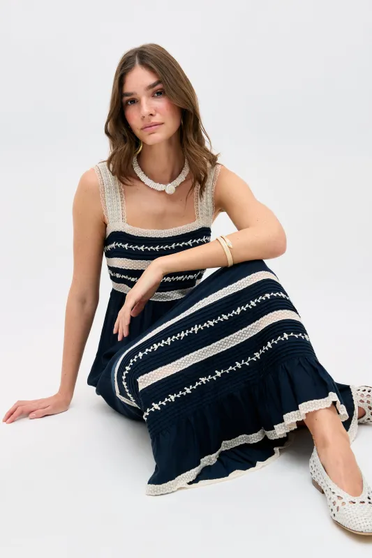 malie dress deep navy made by RIXO