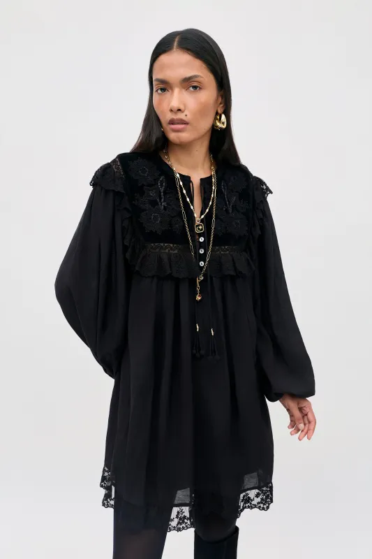 Inez - Lilly Embroidery Black made by RIXO
