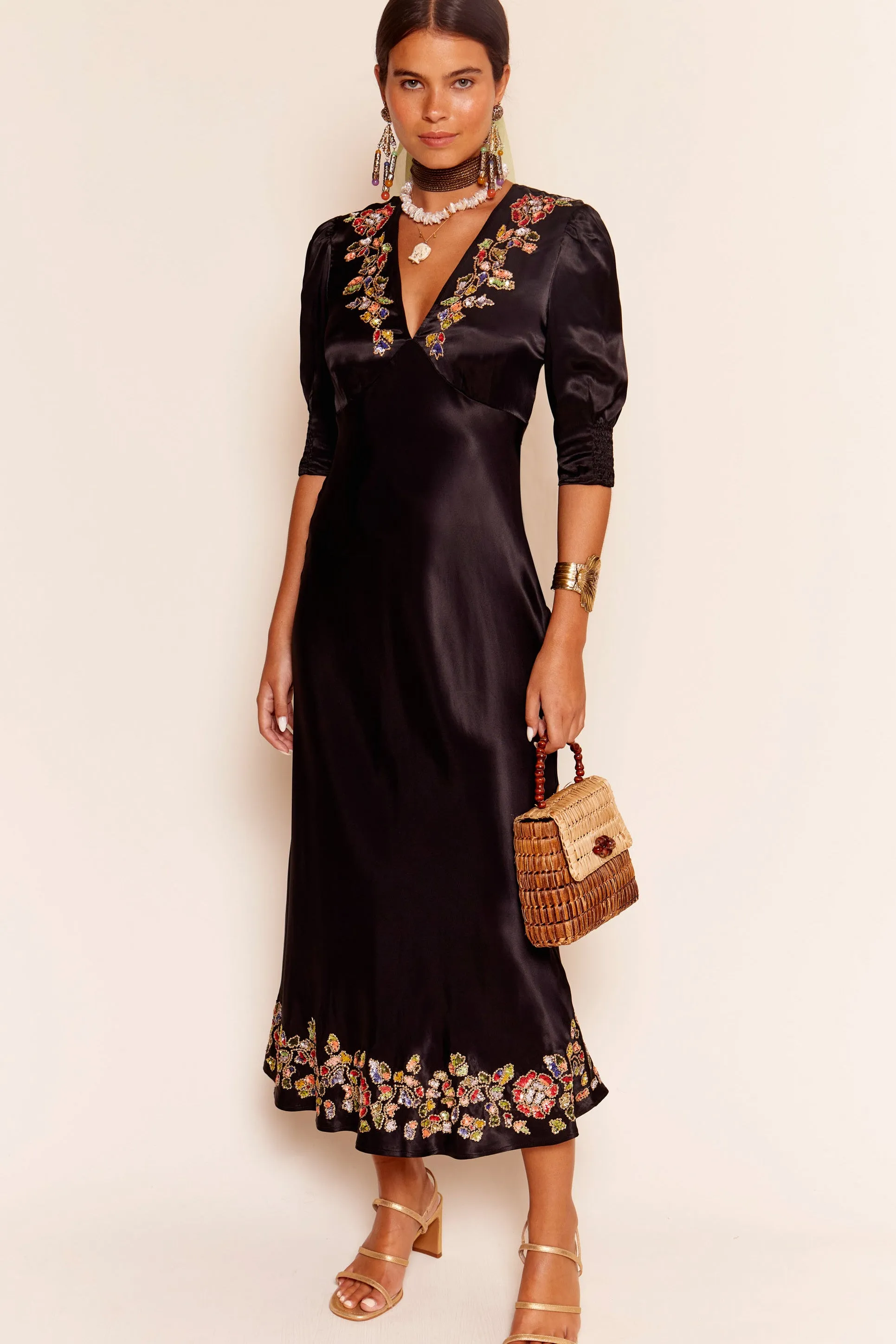 zadie - waterblossom embellishment black sold by RIXO