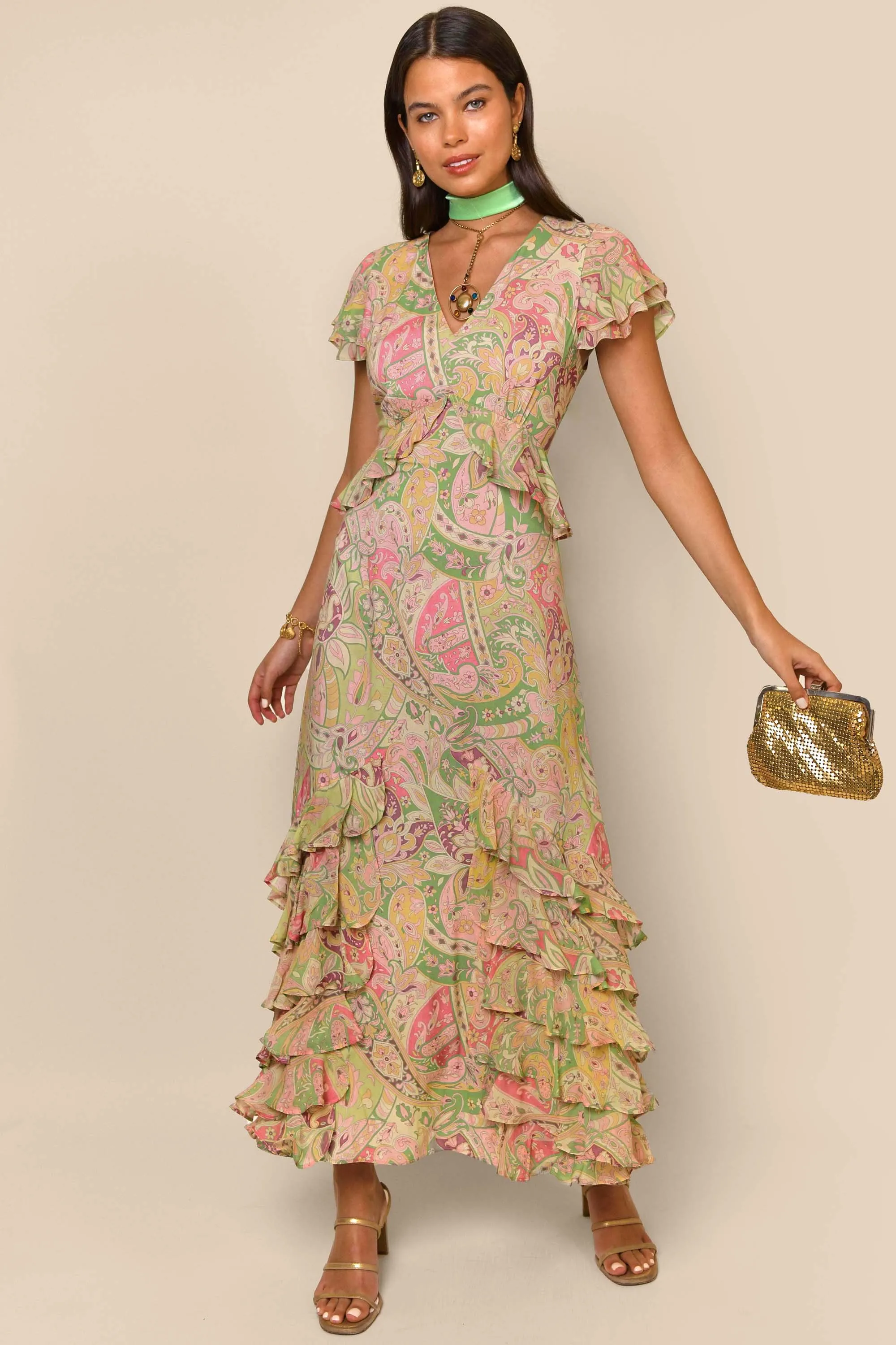 Thanvi Ruffled Midi Dress sold by RIXO product image thumbnail 4