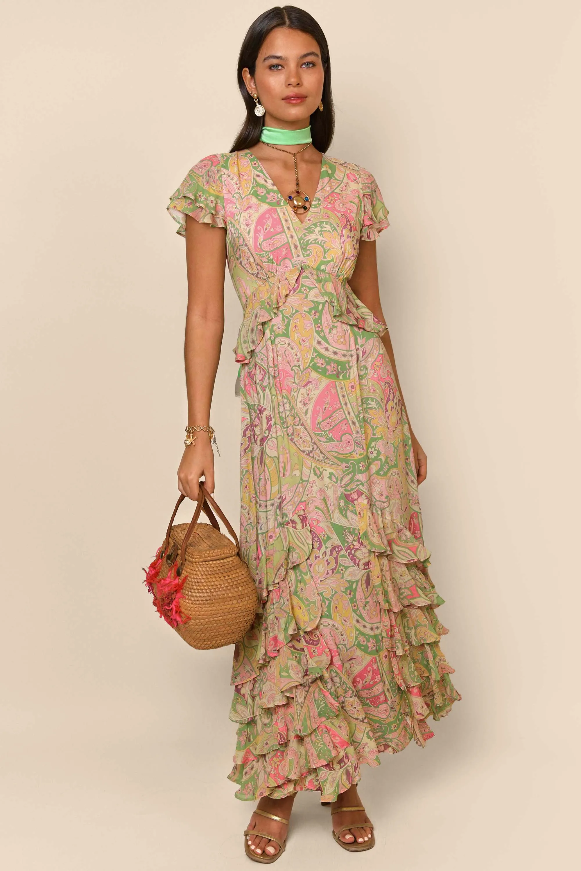 Thanvi Ruffled Midi Dress sold by RIXO product image thumbnail 2