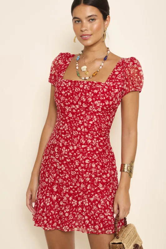 bowie - amelie floral red sold by RIXO