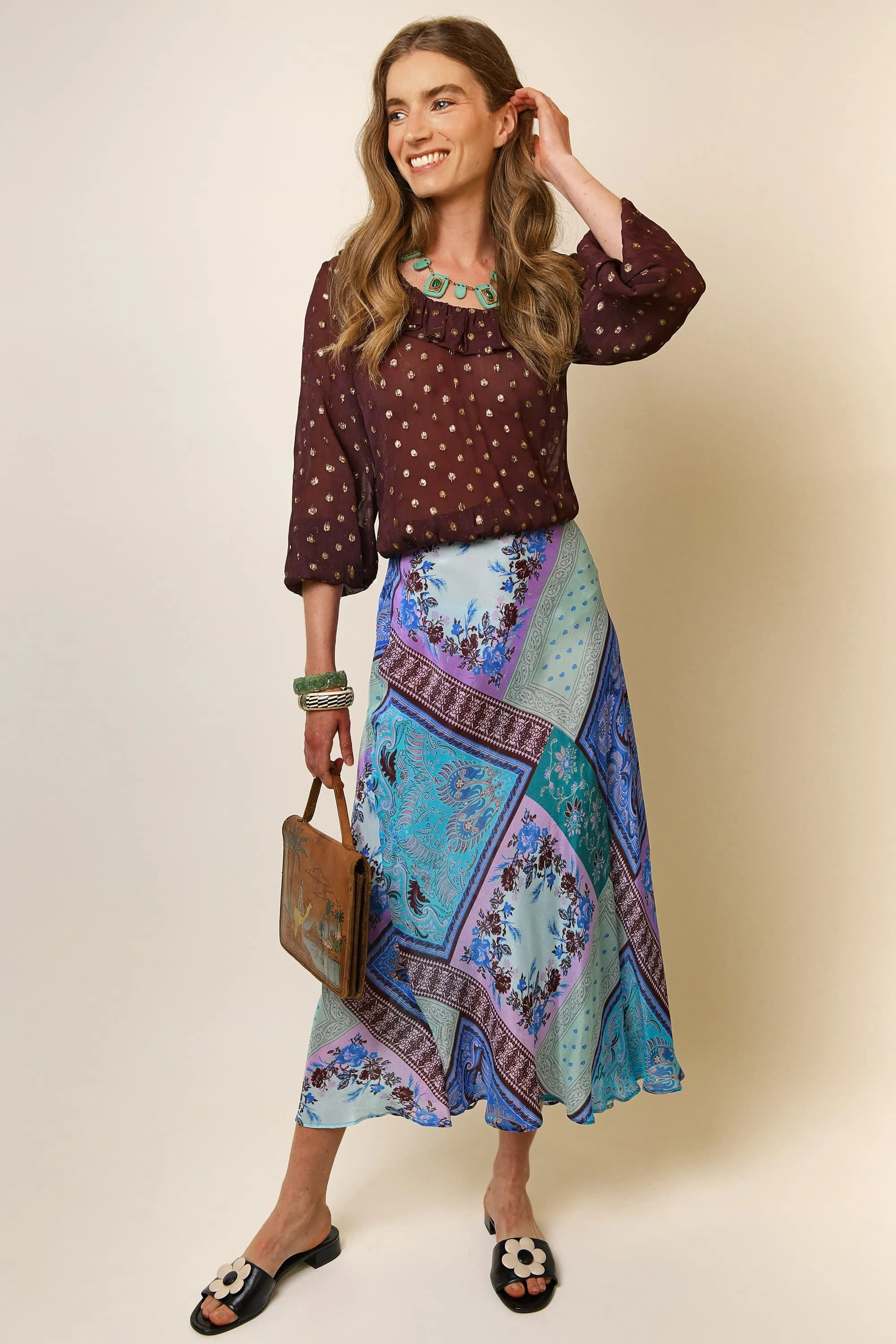 Alora - Chocolate Lurex Spot sold by RIXO product image thumbnail 3