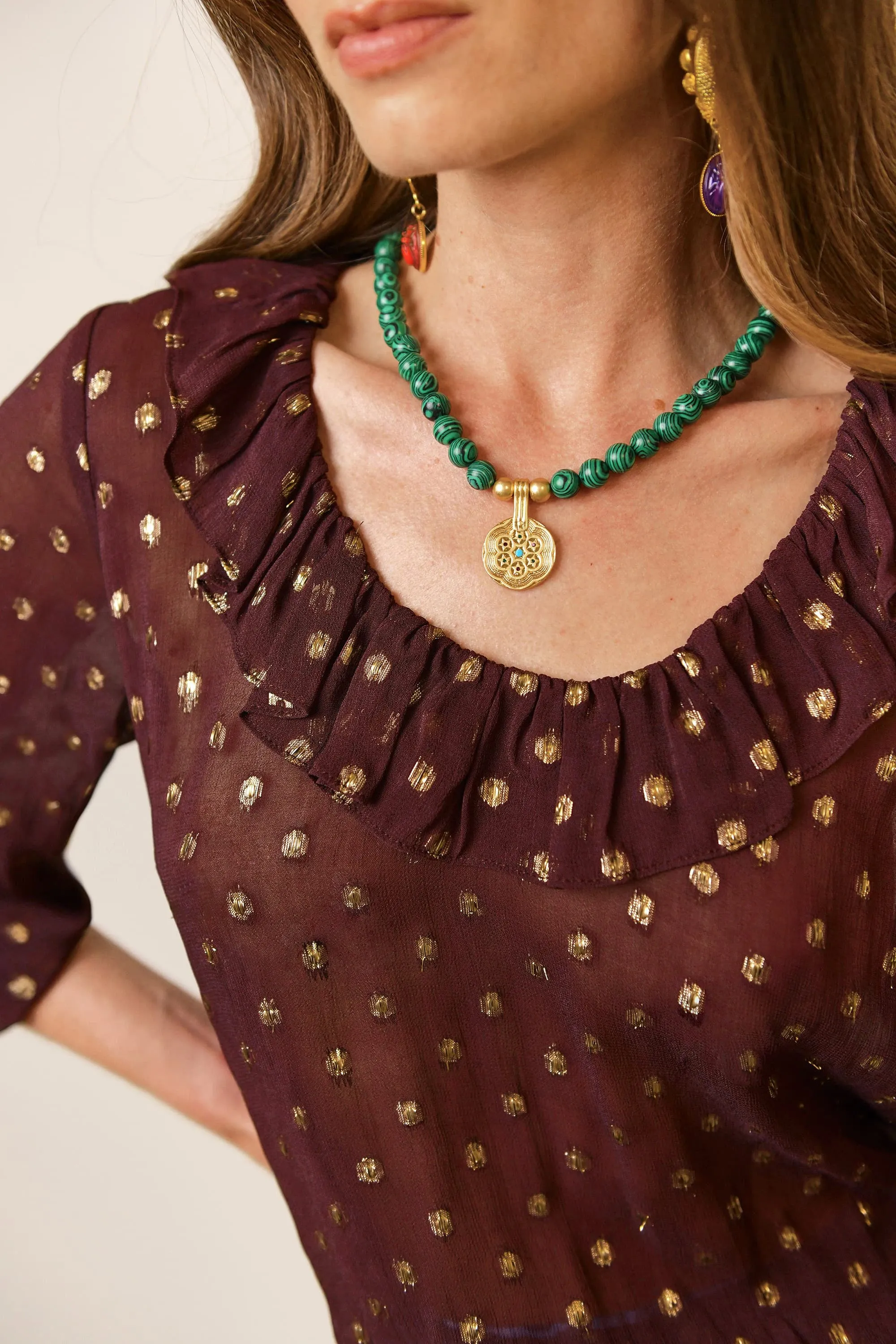 Alora - Chocolate Lurex Spot sold by RIXO product image thumbnail 2