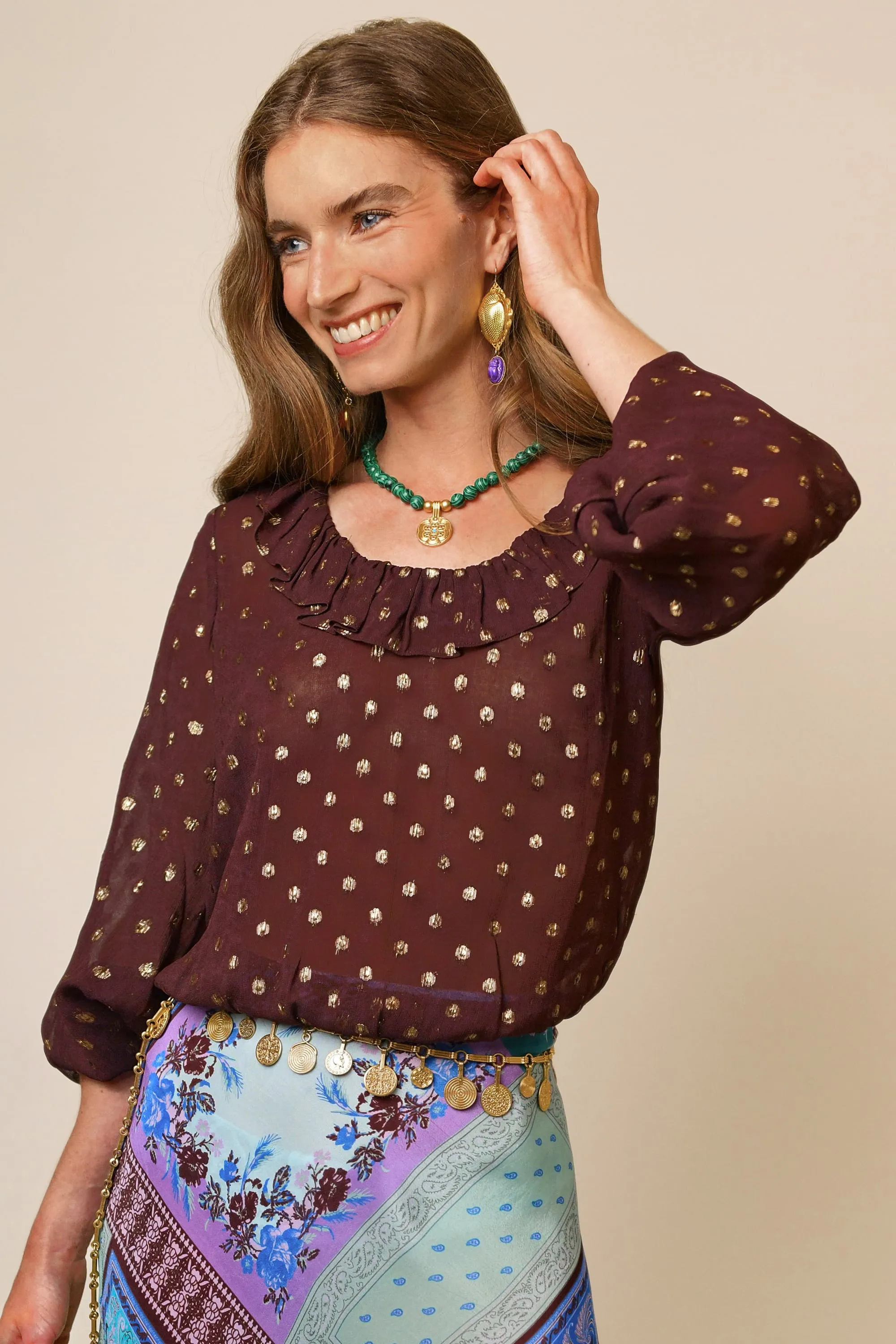 Alora - Chocolate Lurex Spot sold by RIXO