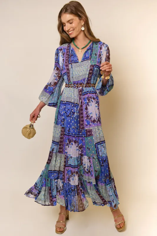 Lori - Burgundy Blue Boho Scarf sold by RIXO