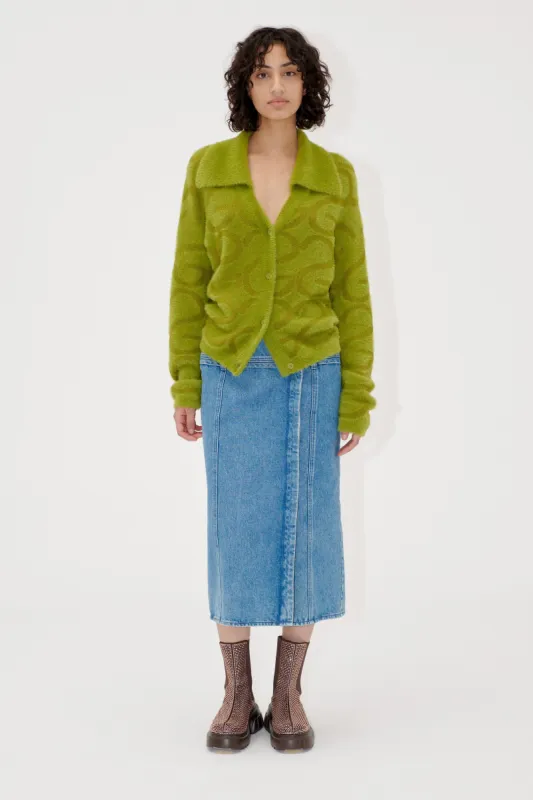 Long Sleeve Cropped Cardigan - SG Monogram Green sold by STINE GOYA