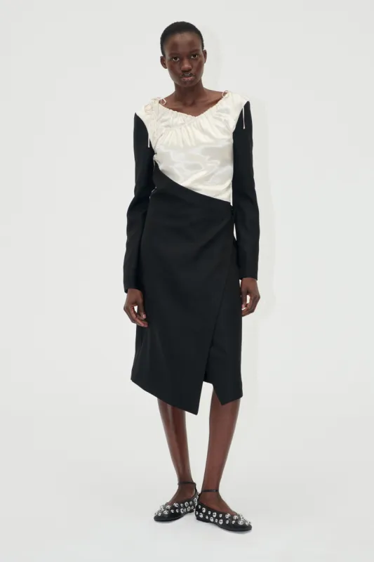 Wrap Midi Dress - Black / Butter Milk sold by STINE GOYA