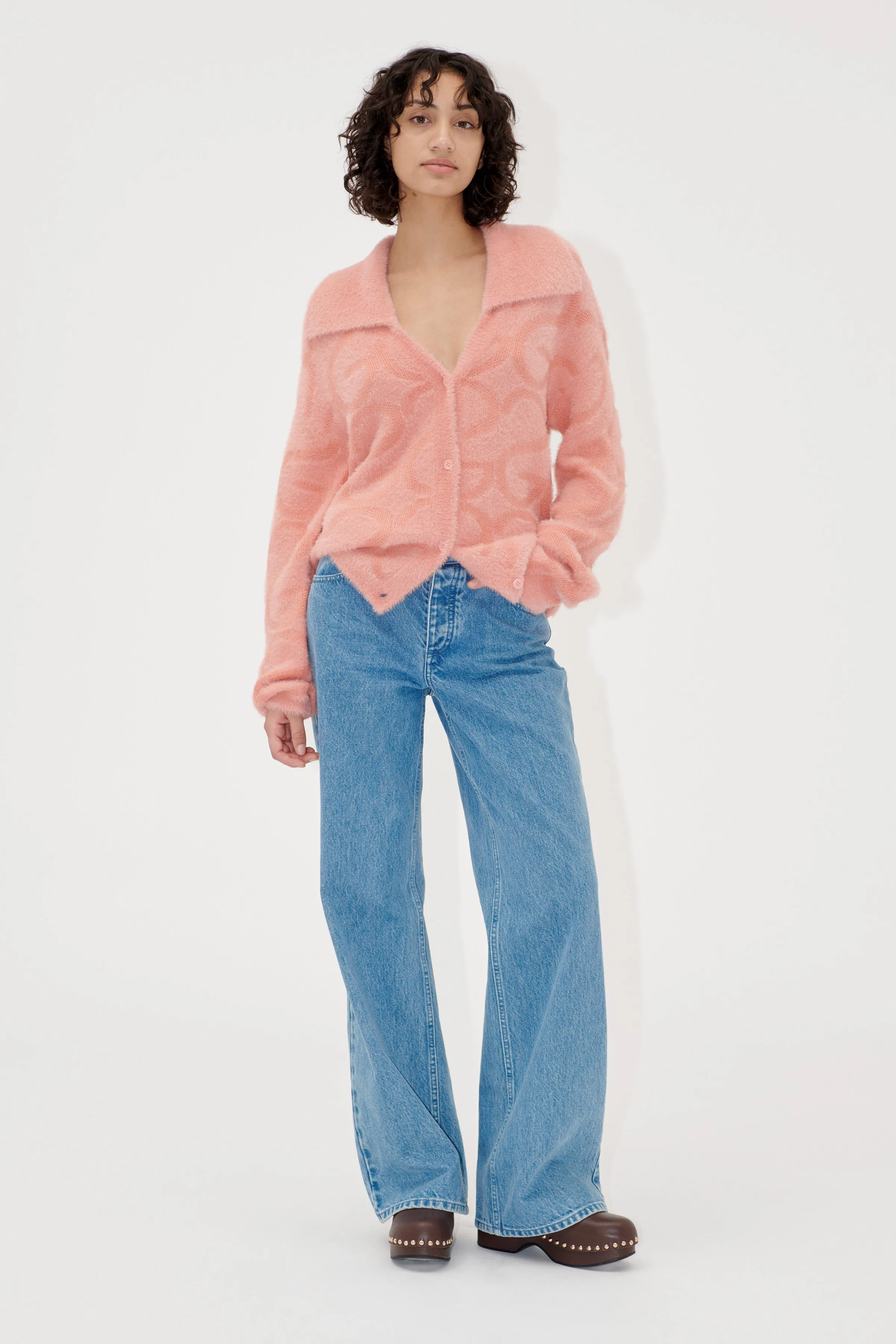 Long Sleeve Cropped Cardigan - SG Monogram Pink sold by STINE GOYA