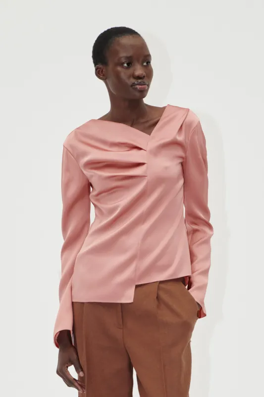 Asymmetrical Long Sleeve Top - Rose Tan made by STINE GOYA