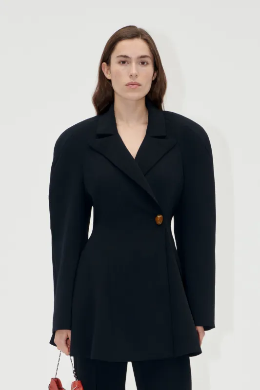 Voluminous Mini Coat Dress - Black sold by STINE GOYA