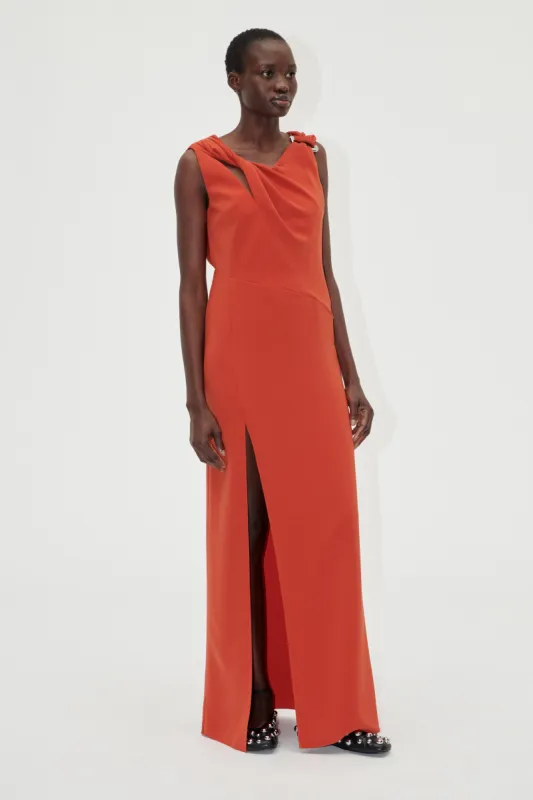Knotted Floor Length Dress - Red Ochre sold by STINE GOYA