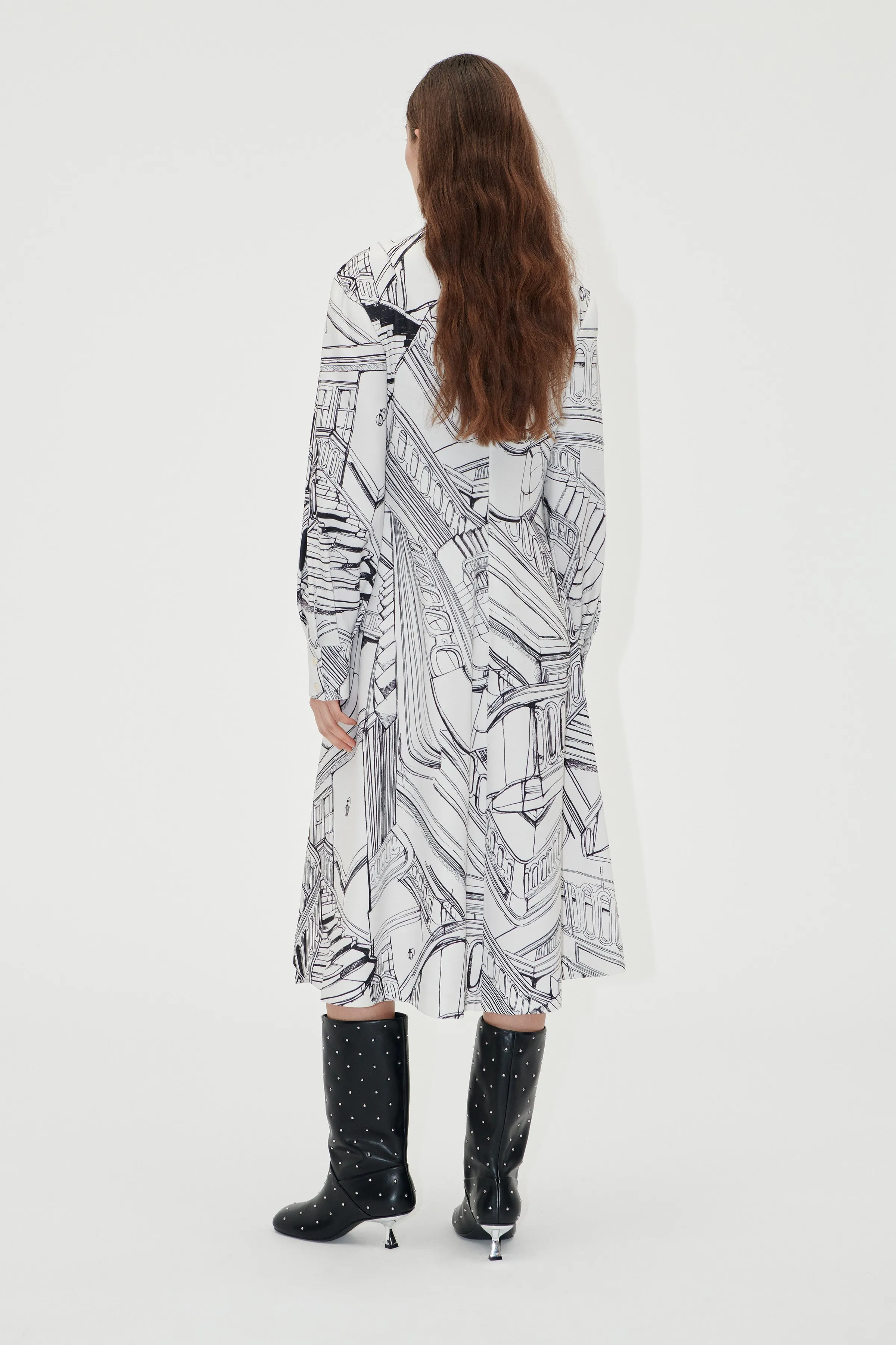 Shoulder Pleated Long Dress - Fineline Staircase sold by STINE GOYA product image thumbnail 2