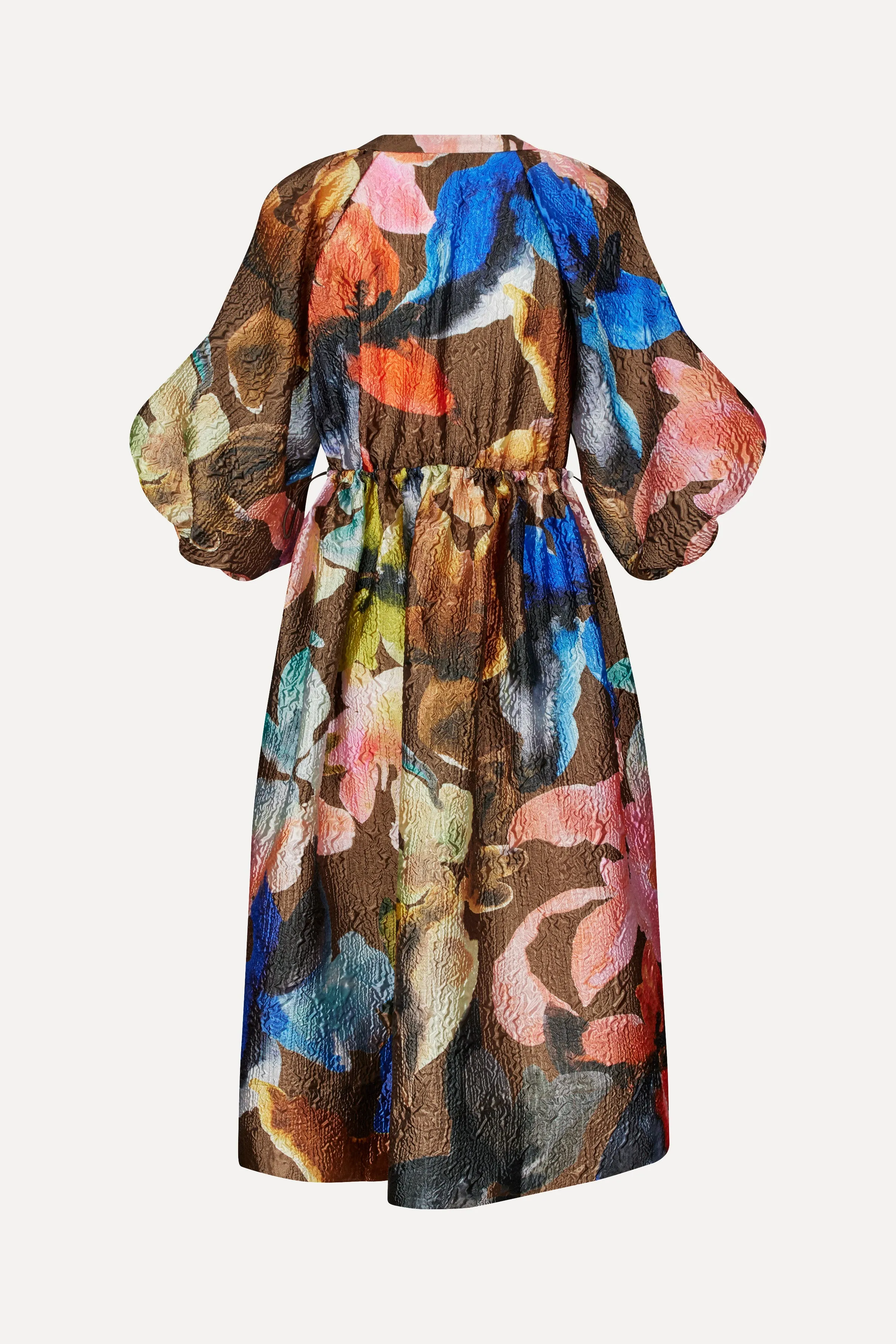 Three-Quarter Sleeve Elasticated Midi Dress - Aquarelle Garden sold by STINE GOYA product image thumbnail 4