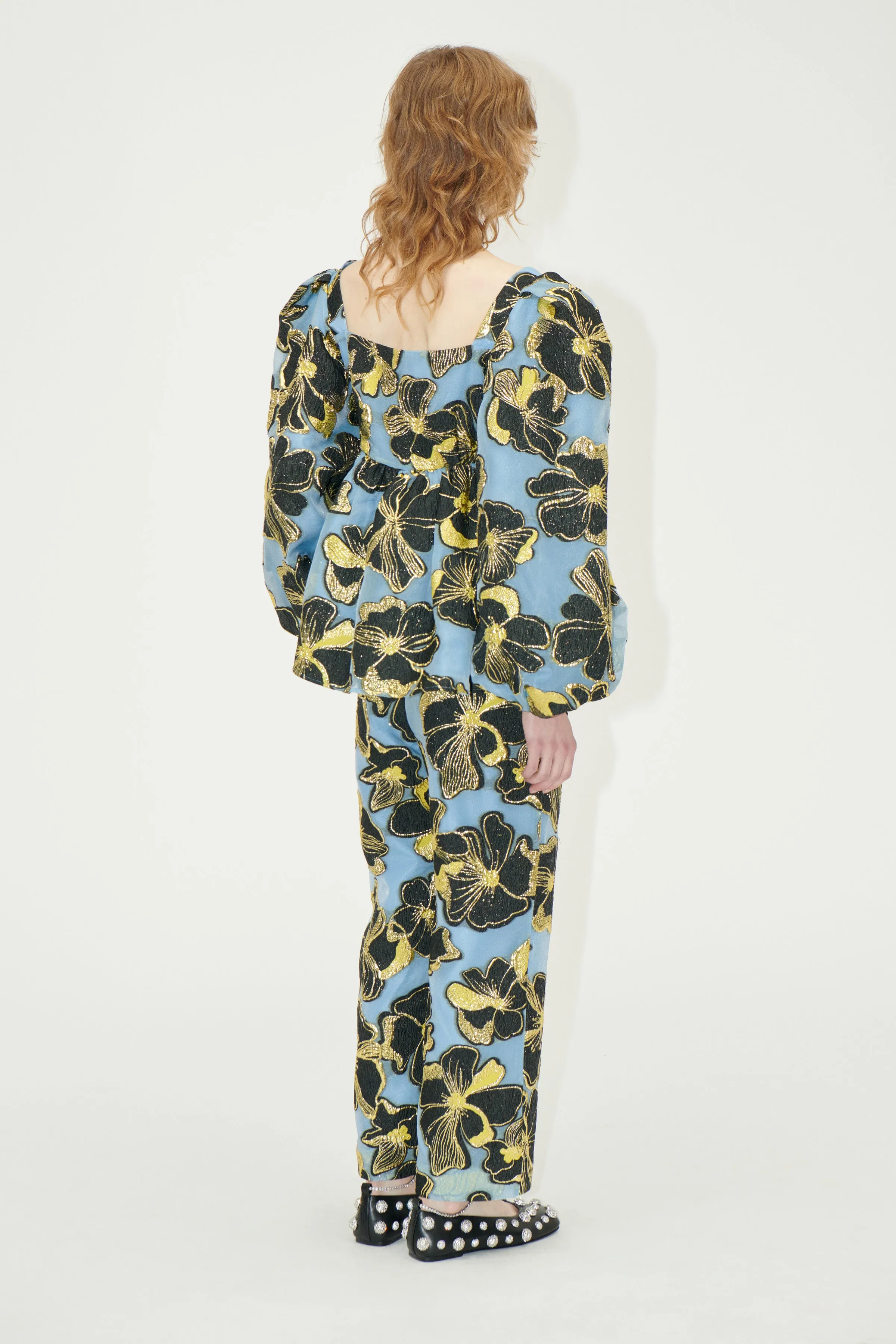 Elasticated Waistband Pants - Blue Anemone Jacquard sold by STINE GOYA product image thumbnail 2