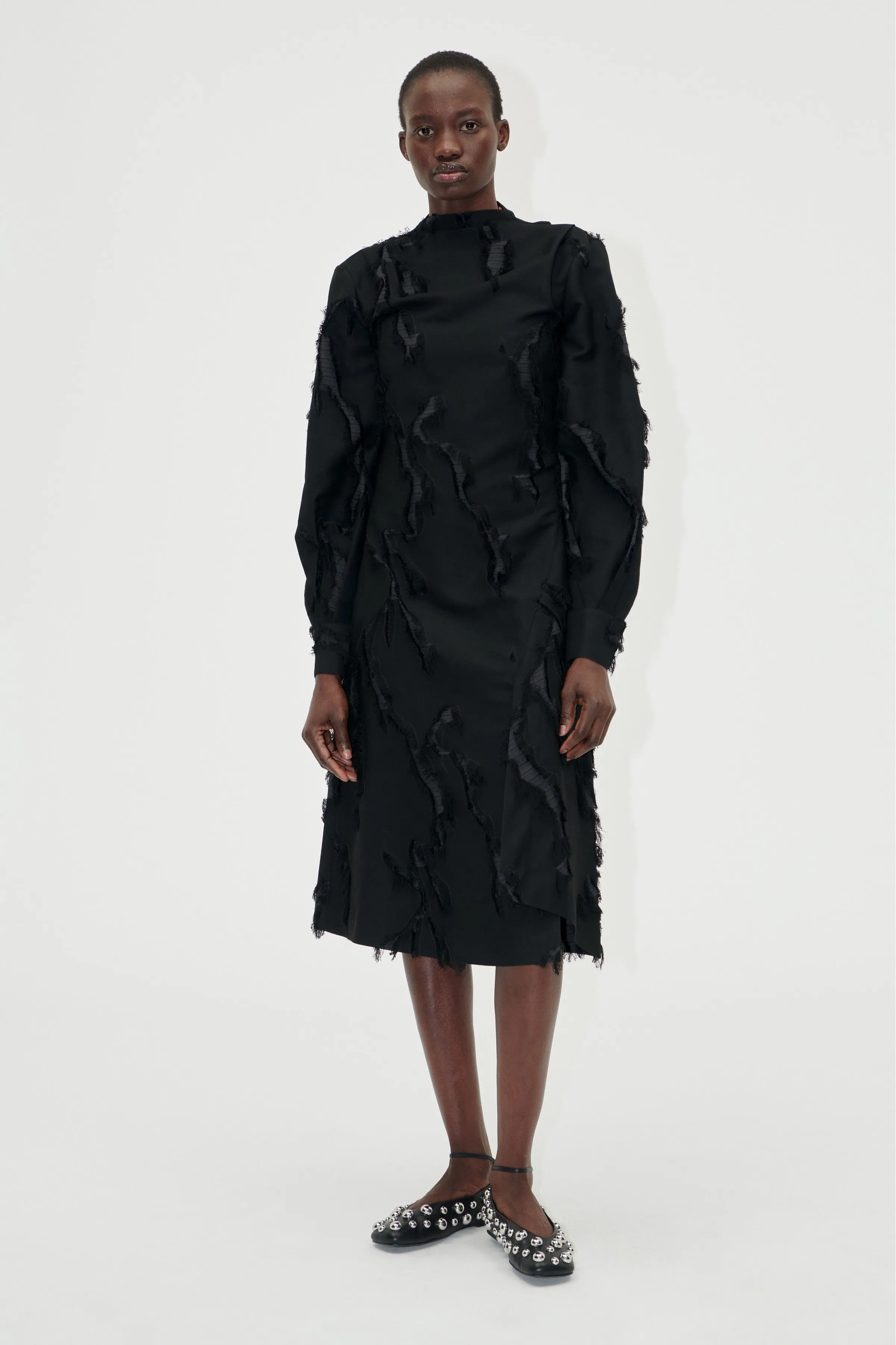 Shoulder Pleated Long Dress - Jet Black sold by STINE GOYA