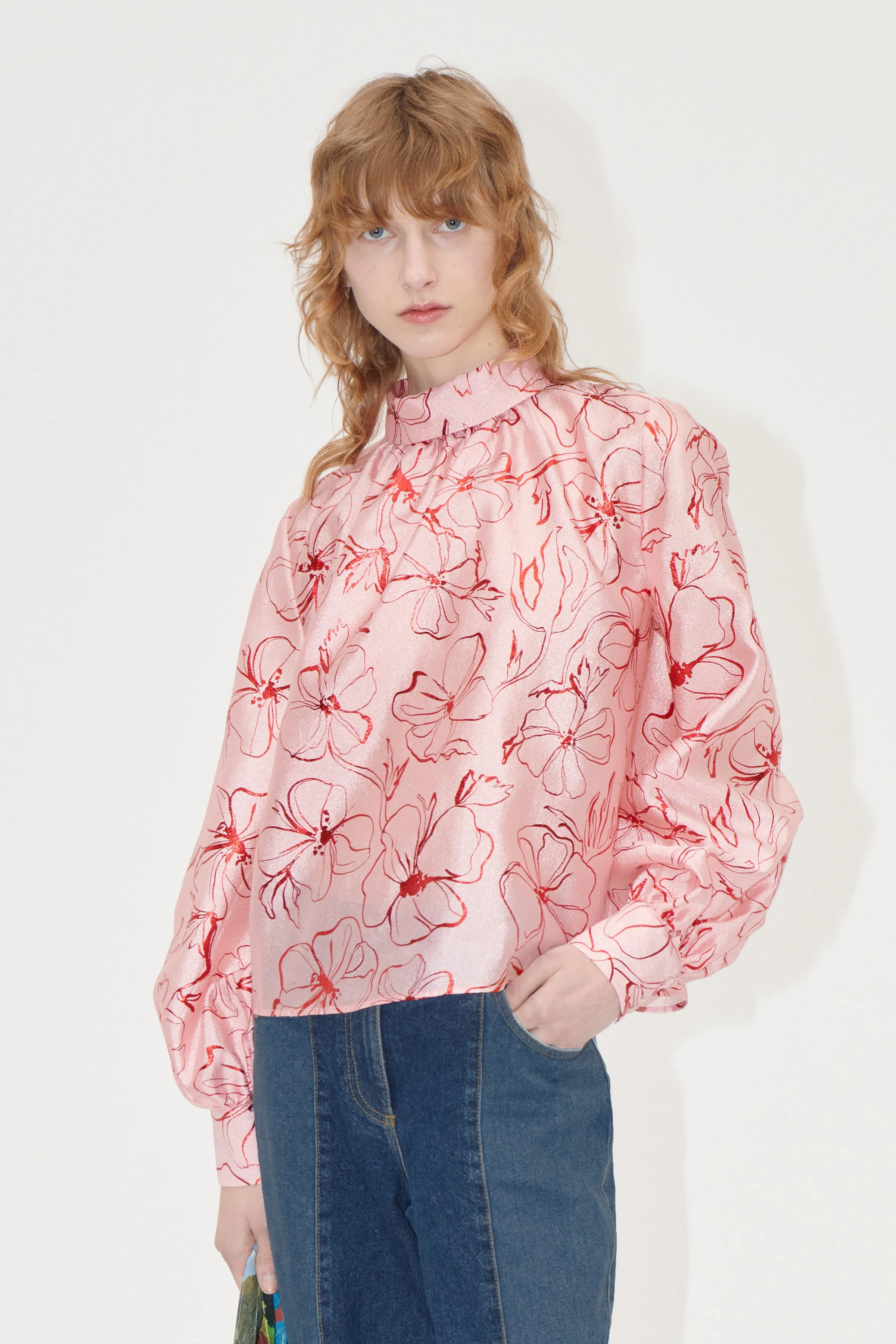 Gathered Long Sleeve Top - Foil Foliage sold by STINE GOYA
