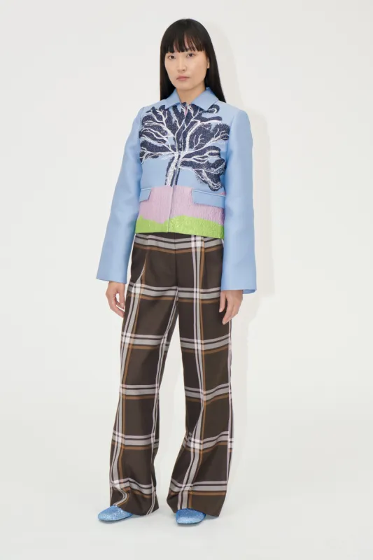 Front Pleat Long Straight Pants - Weaved Checks sold by STINE GOYA