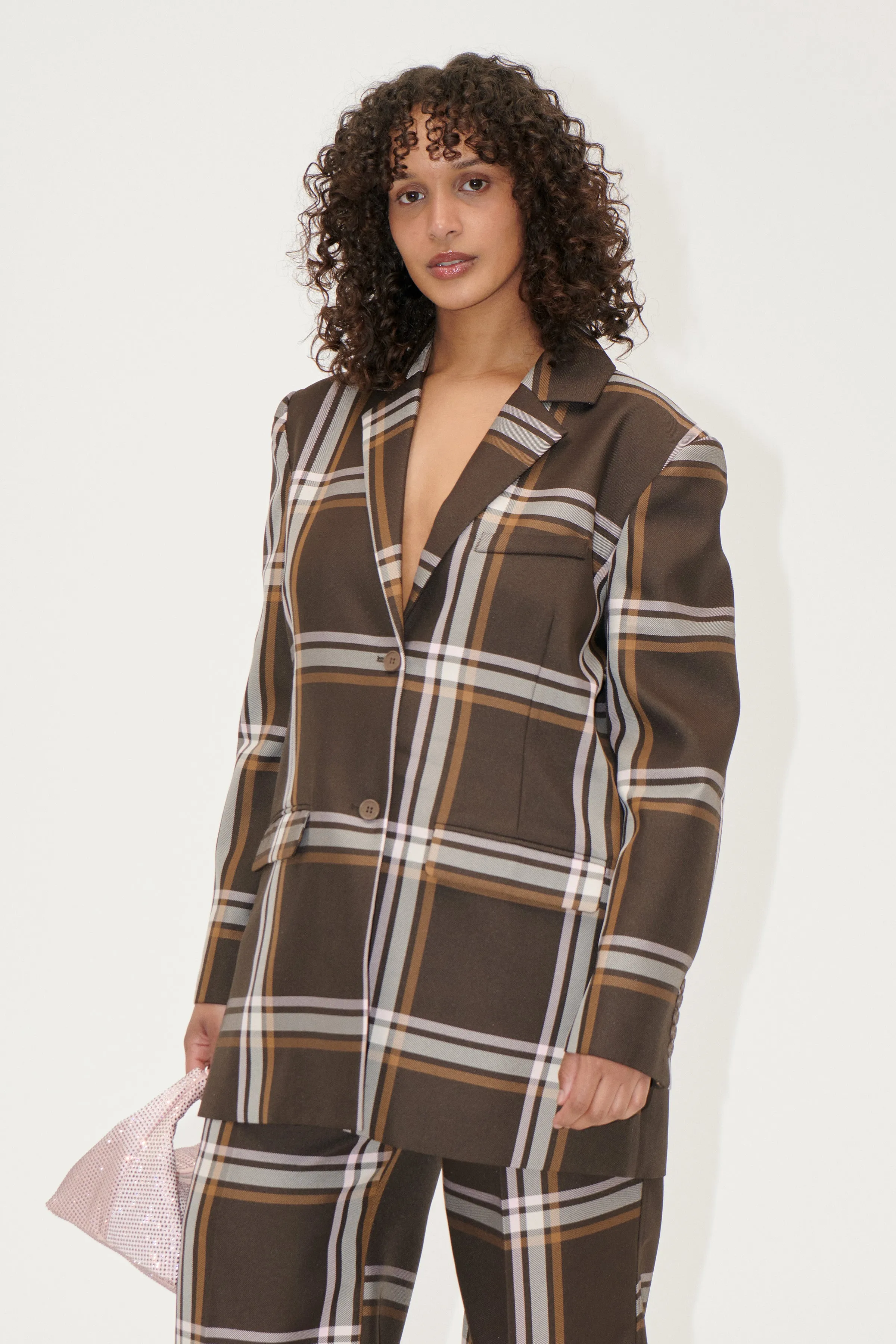 Long Sleeve Boxy Blazer - Weaved Checks sold by STINE GOYA