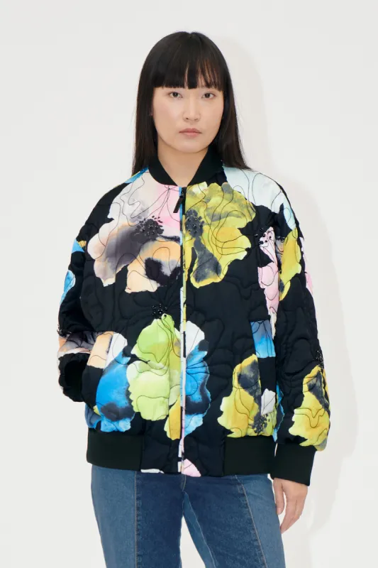 Voluminous Bomber Jacket - Watercolor Bloom sold by STINE GOYA