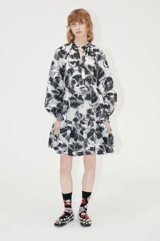 Tier Voluminous Ruffle Mini Dress - Anemone Jacquard sold by STINE GOYA