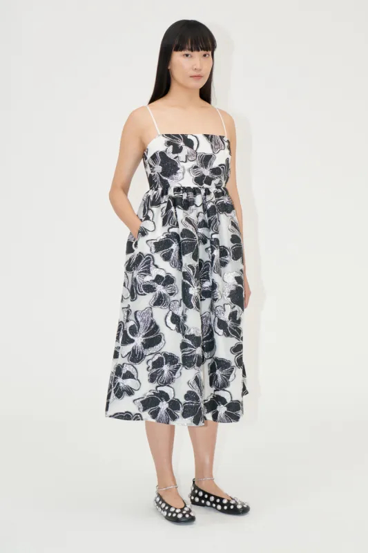 Voluminous Gathered Midi Dress - Anemone Jacquard sold by STINE GOYA