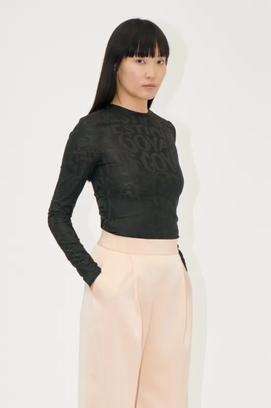 Elastic Long Sleeve Top - Liquified Logo made by STINE GOYA