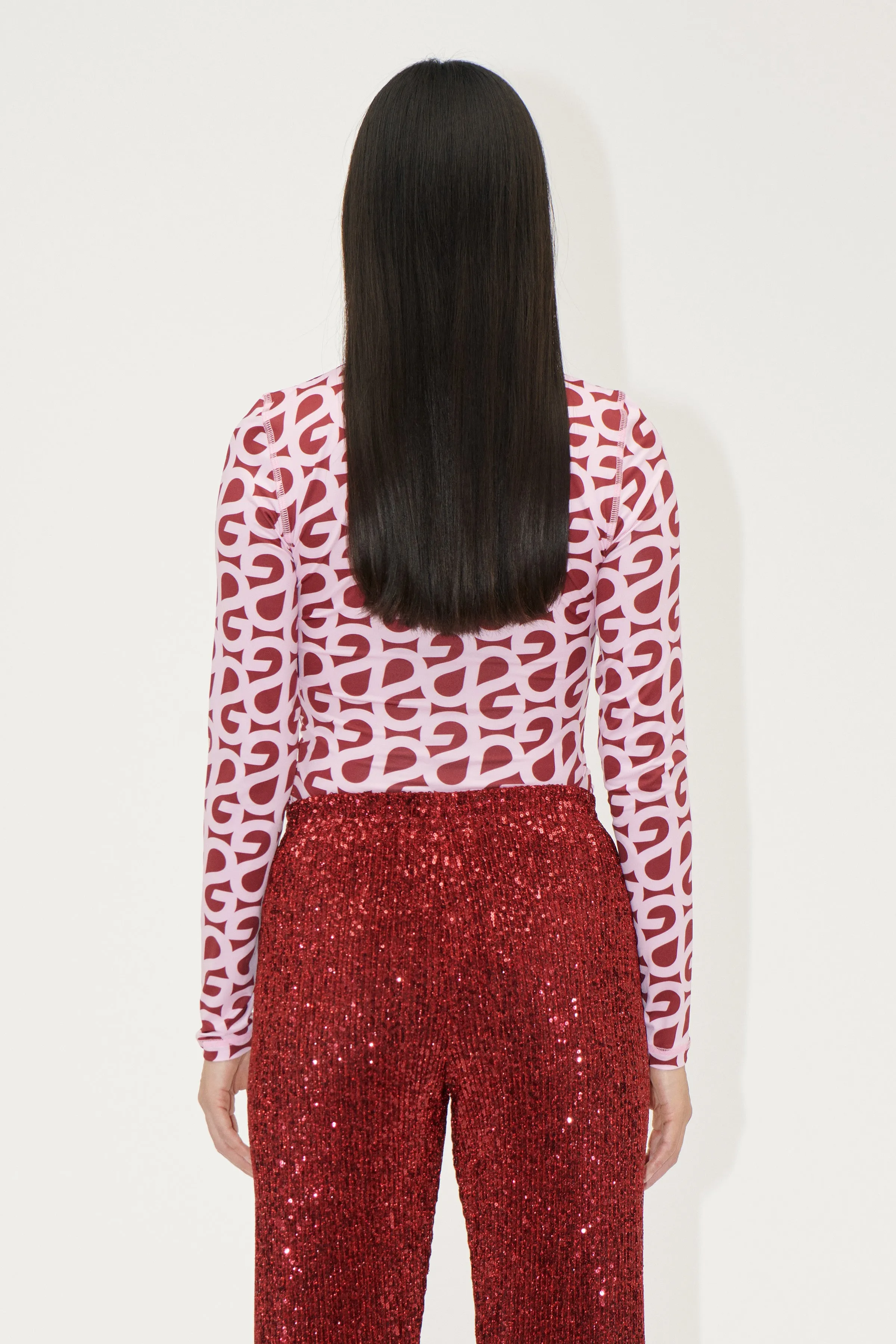 Elastic Long Sleeve Top - SG Logo Burgundy Pink sold by STINE GOYA product image thumbnail 2