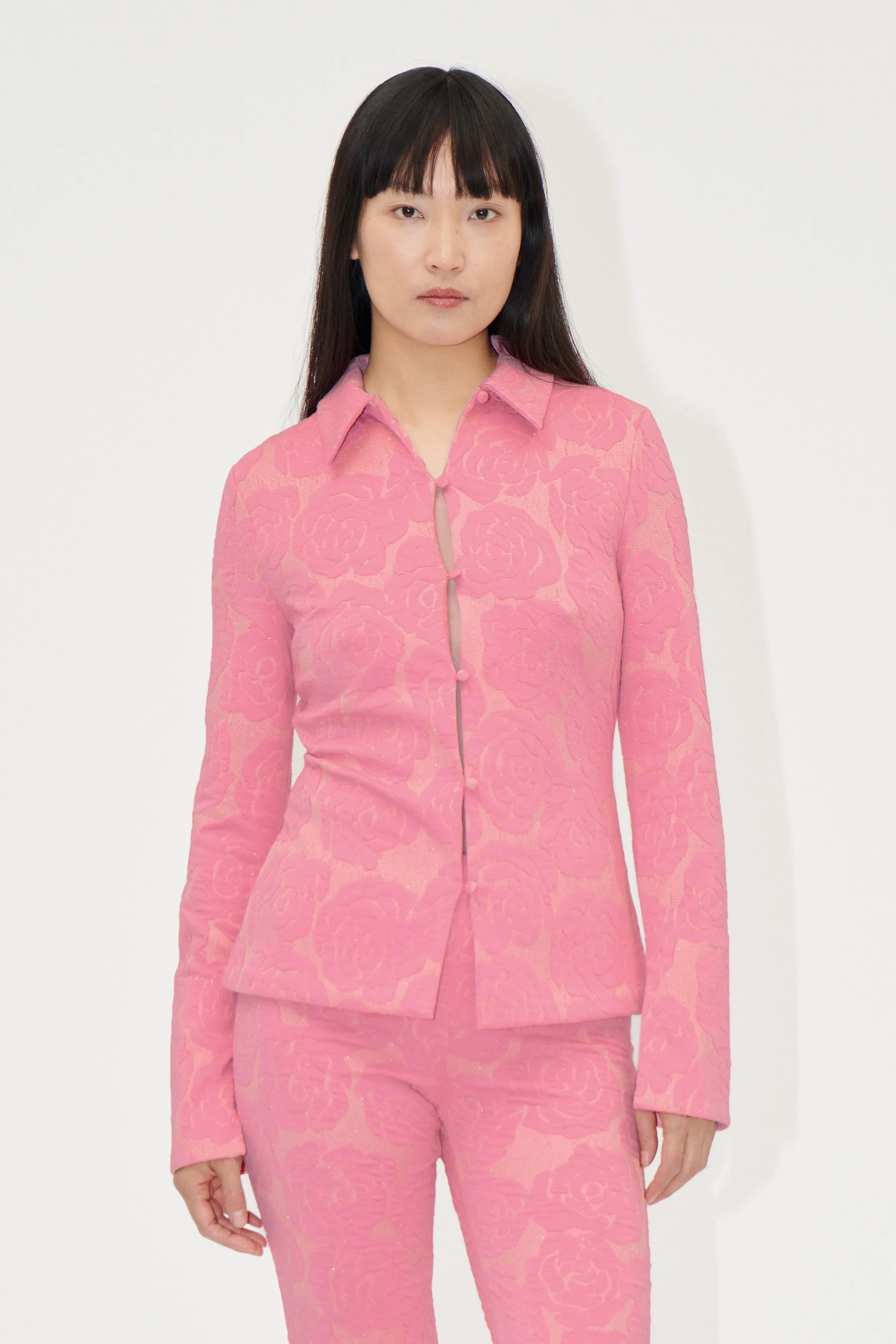Long Sleeve Tailored Shirt - Rose Relief sold by STINE GOYA