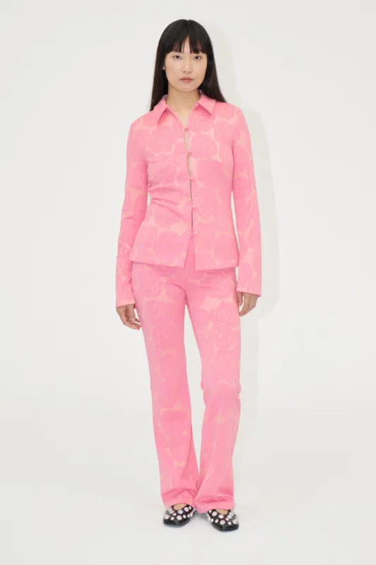 Long Flared Elasticated Pants - Rose Relief sold by STINE GOYA