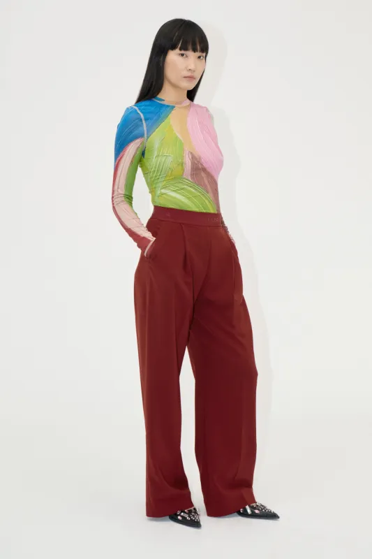 Wide Leg Long Pants - Bordeaux sold by STINE GOYA