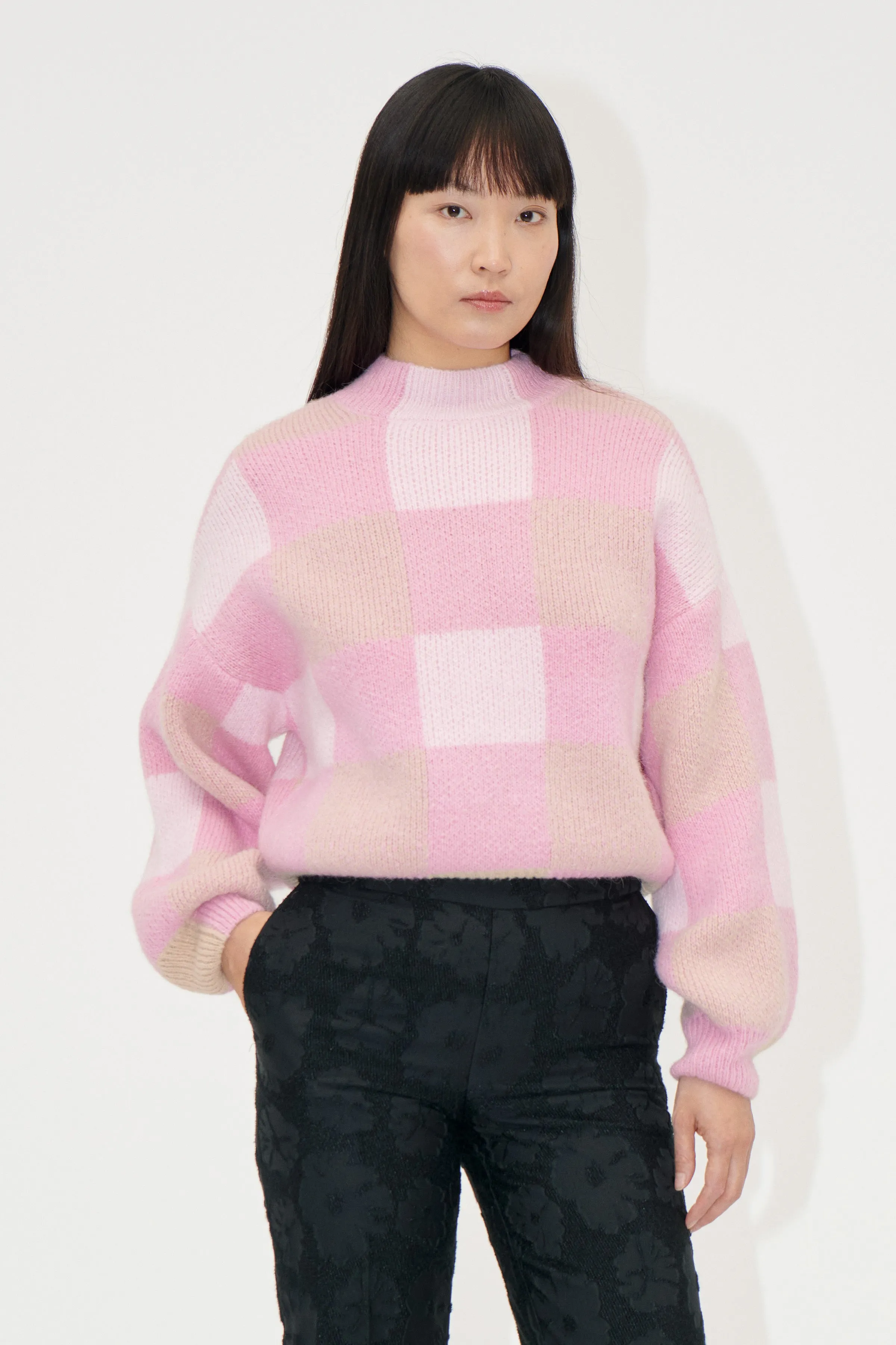 Gingham Check Sweater - Pink Gingham Check sold by STINE GOYA
