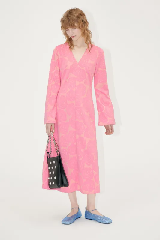 Long Sleeve V Neck Dress - Rose Relief sold by STINE GOYA