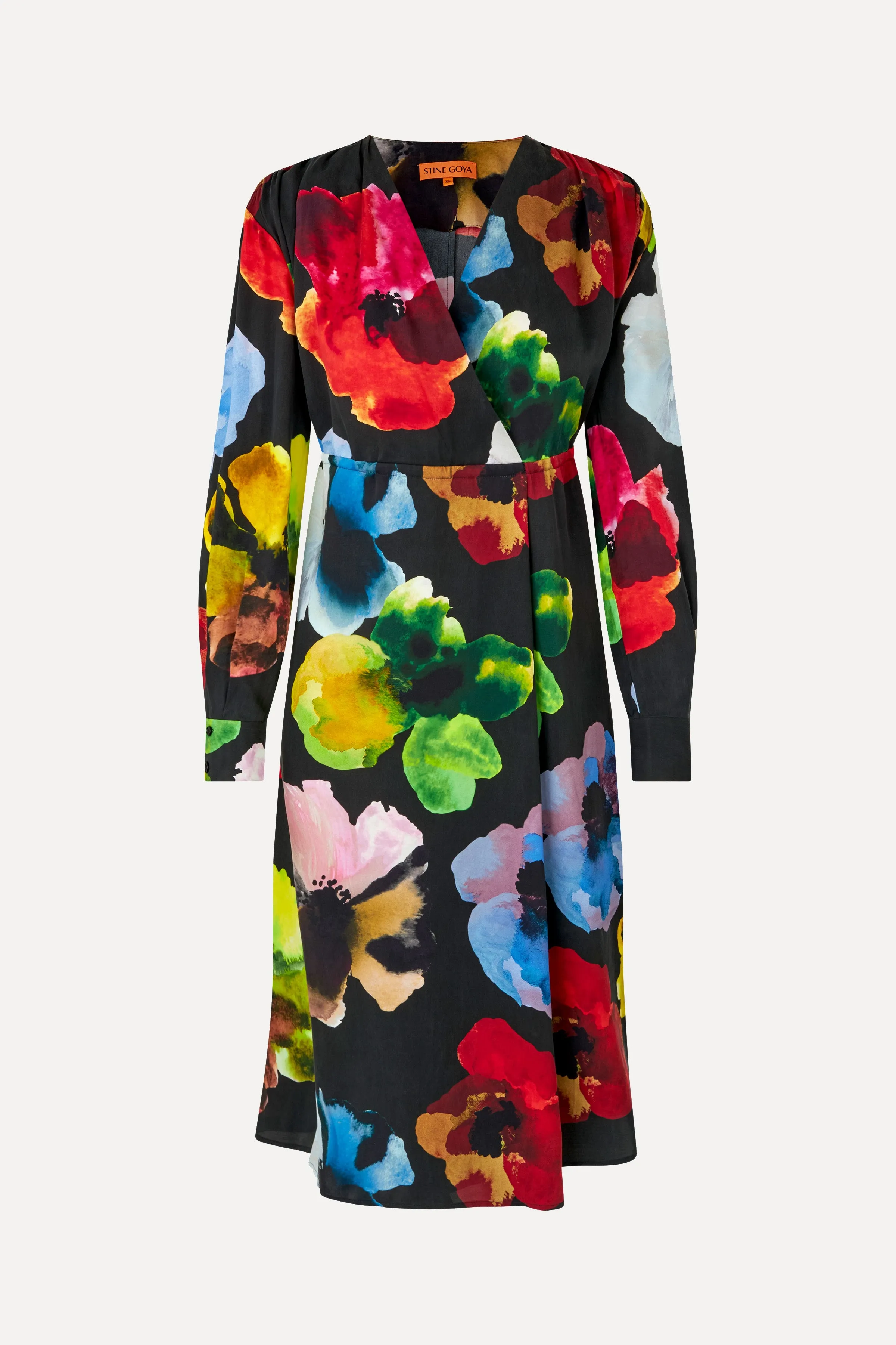 Voluminous V Neck Midi Dress - Watercolor Bloom sold by STINE GOYA product image thumbnail 3