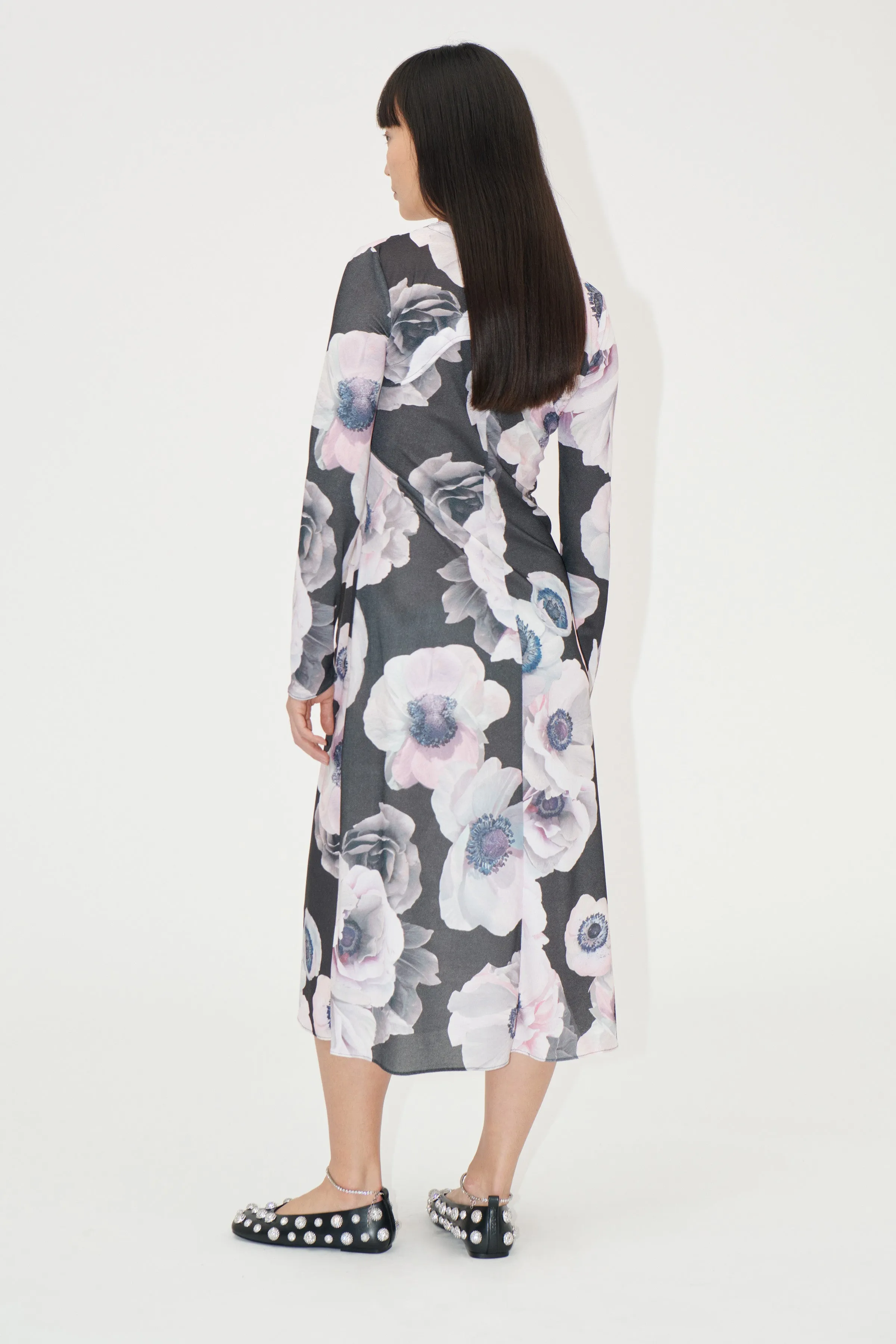 Crewneck Long Sleeve Midi Dress - Nostalgic Anemone sold by STINE GOYA product image thumbnail 2