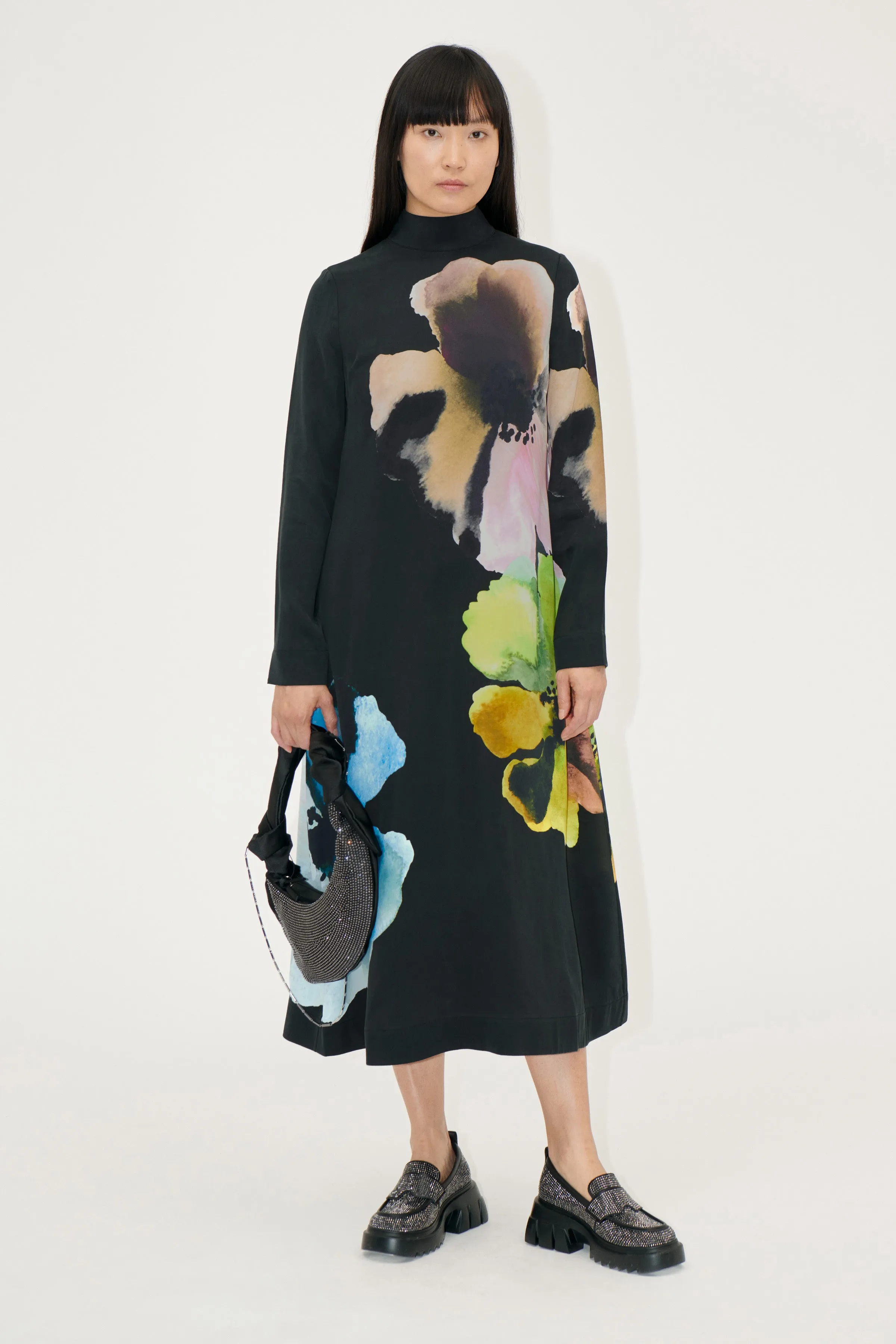 Long Sleeve Midi Dress - Watercolor Bloom Maxi sold by STINE GOYA