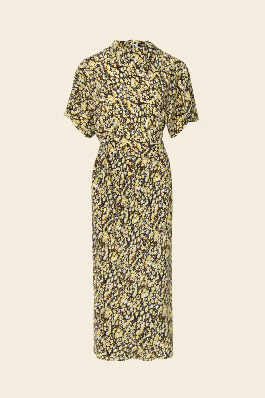 Draped Silk Dress - Meadow Black sold by STINE GOYA