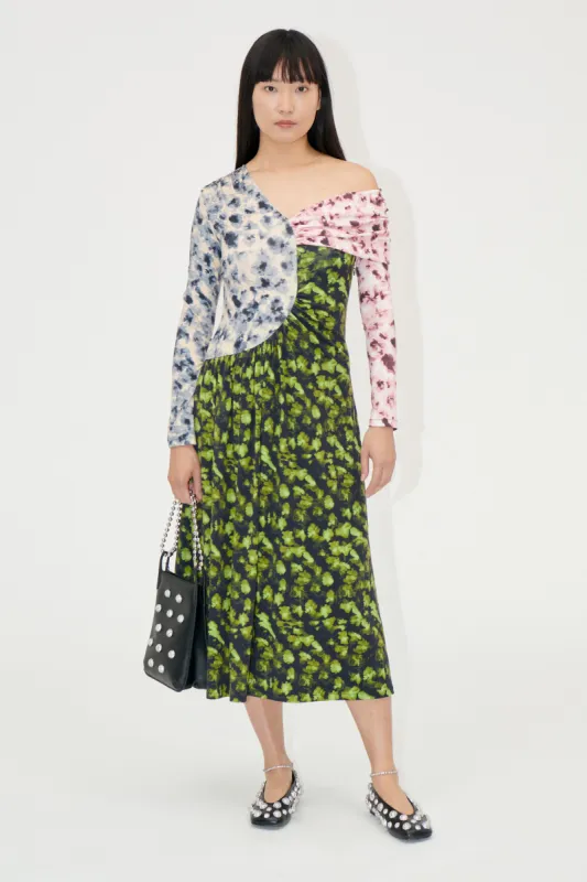 One Shoulder Long Sleeve Dress - Dizzy Foliage sold by STINE GOYA