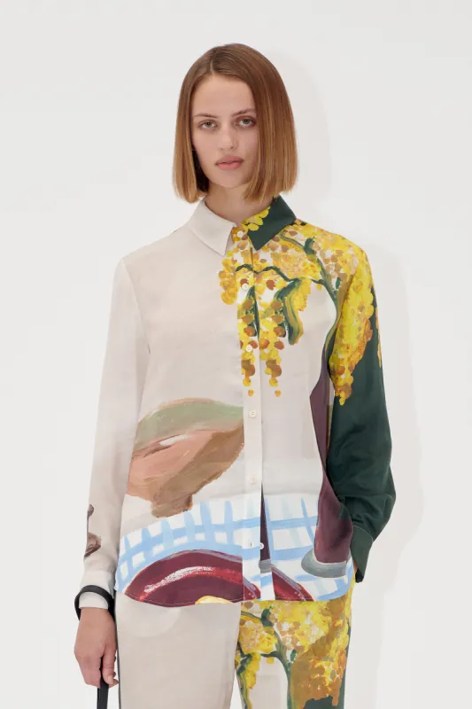 Long Sleeve Shirt - Lemons On A Plate made by STINE GOYA
