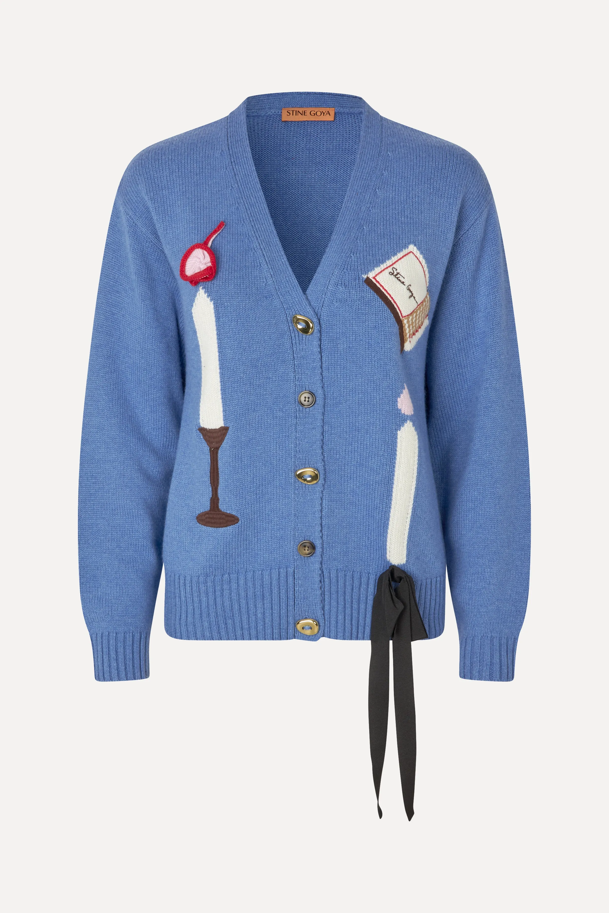 L/S V-neck Cardigan - Candle Setting Intarsia sold by STINE GOYA product image thumbnail 3