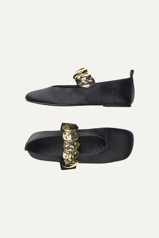 Ergo Stone Strap Ballerina - Black sold by STINE GOYA