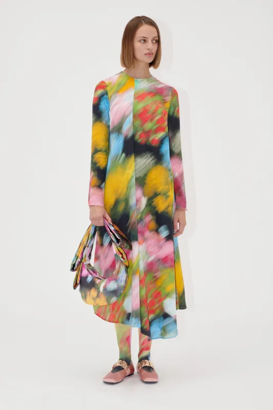 Draped Asymmetric Midi Dress - Liquid Floral sold by STINE GOYA